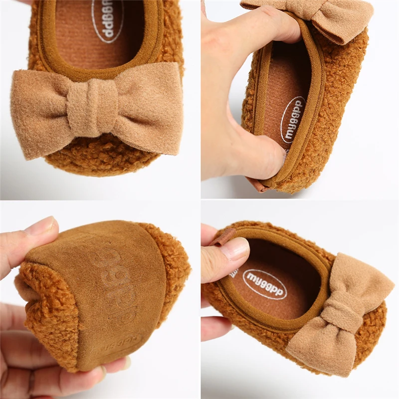 New Winter Plush Boot Warm Kid Baby Girls Snow Boot Bowknot Shoes Soft Cotton Sole Prewalker Crib Children Plush Shoes