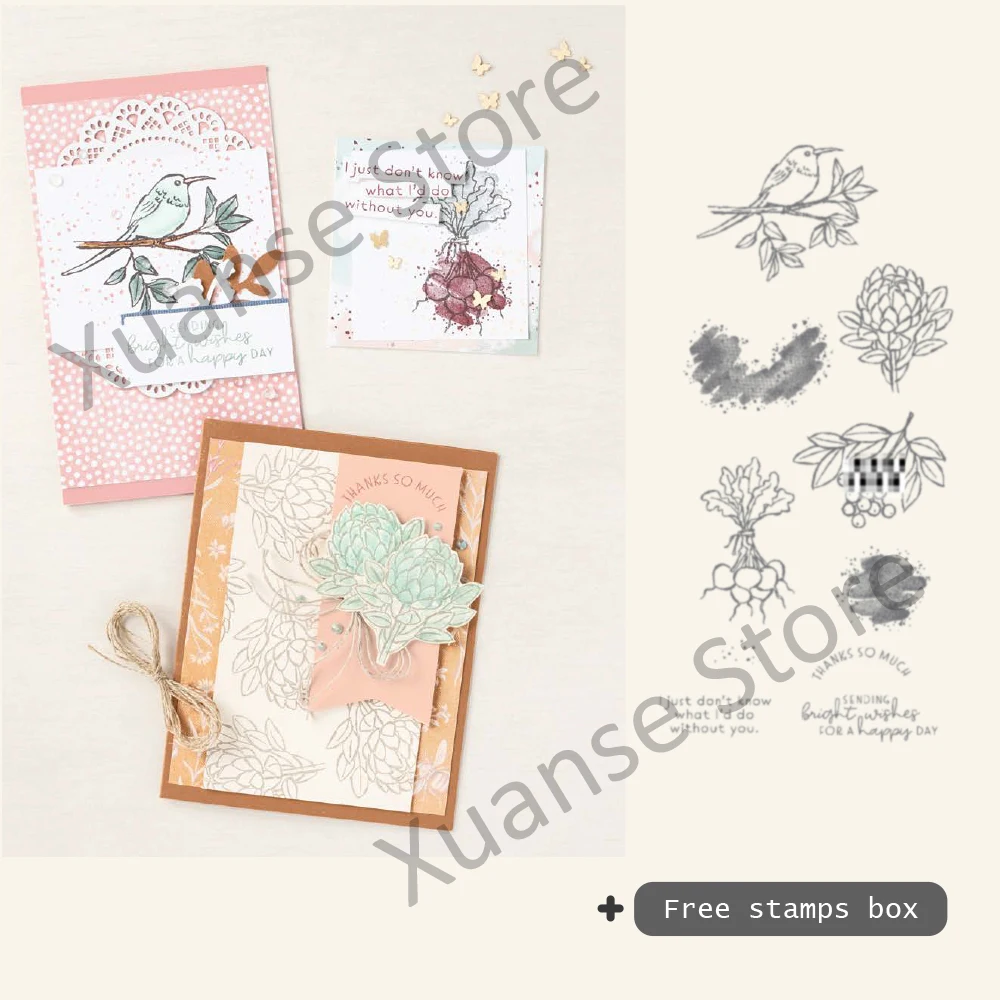 

Fruits Sunflower Birds Cutting Dies Clear Stamp DIY Scrapbooking Template For Decor Best Wishes Cards Diary Dies Stamps