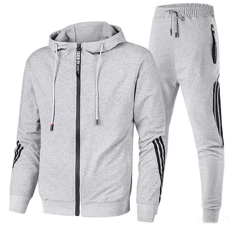 

Tracksuit men's zipper sweatshirt + pantsSportswear suit hit color running sweatshirt suit fitness bodybuilding jogger men's s