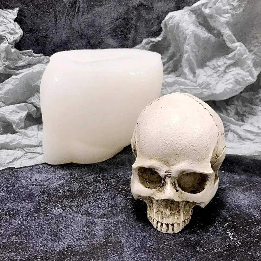 

1PC Halloween Skull Mold DIY Silicone Resin Skull Shape Candle Molds Resin Plaster Mold Chocolate Mousse Baking Cake Decor