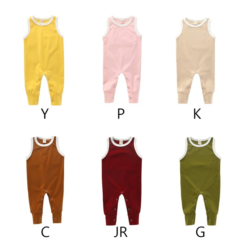 

Fashion Cotton Dinosaurs Jumpsuit Baby Cotton Solid Pattern Jumpsuit Bodysuit Sleeveless Boys Girls Playsuit