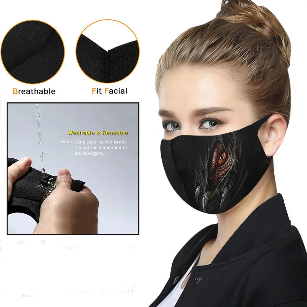 

1pc Unisex Reuseable Face Mask Windbreak Seamless Outdoor Riding Quick-drying Keep Mask Wolf Print Breathable Mascarillas#E