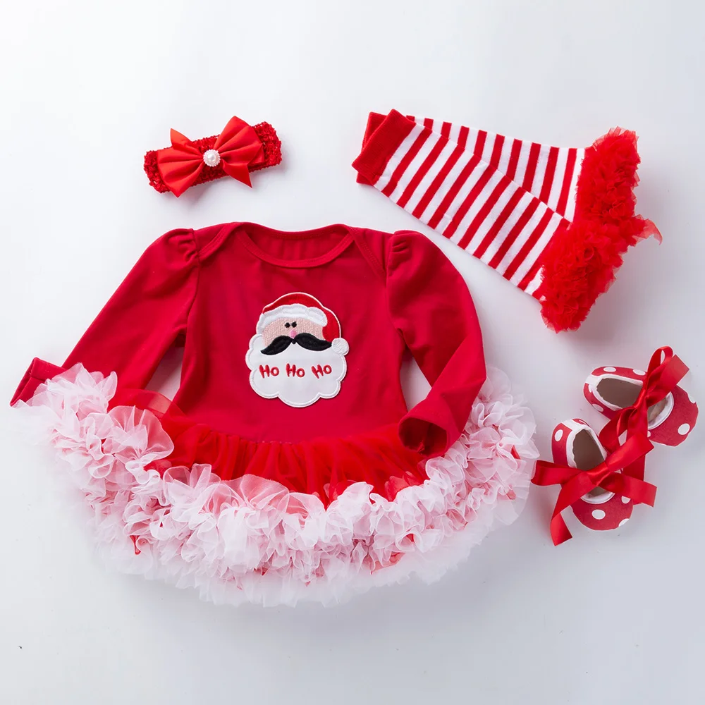 4Pcs Clothing Newborn Baby Clothes Christmas Girl Set Baby Clothes Girl Outfit My First For Newborns Girl One Year Birthday Girl