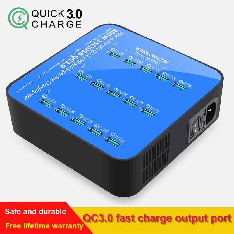

USB Charger Station 40 Port 300W/60A Multiple USB Fast Charging Dock for iPhone iPad Xiaomi Huawei Smartphones Tablets US EU UK