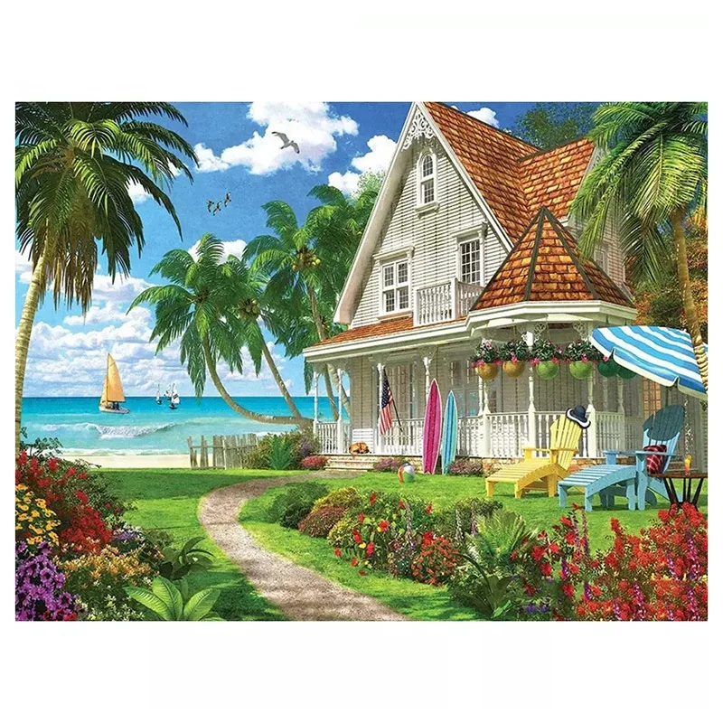 

Алмазная живопись, дом, пейзаж, полный Круглый Алмаз, искусство, вышивка, Декор для дома