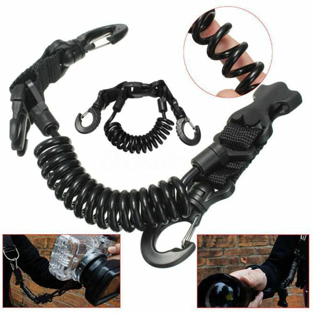

Scuba diving camera anti-lost spring coil lanyard underwater spiral rope quick release spiral lanyard and clip buckle convenient