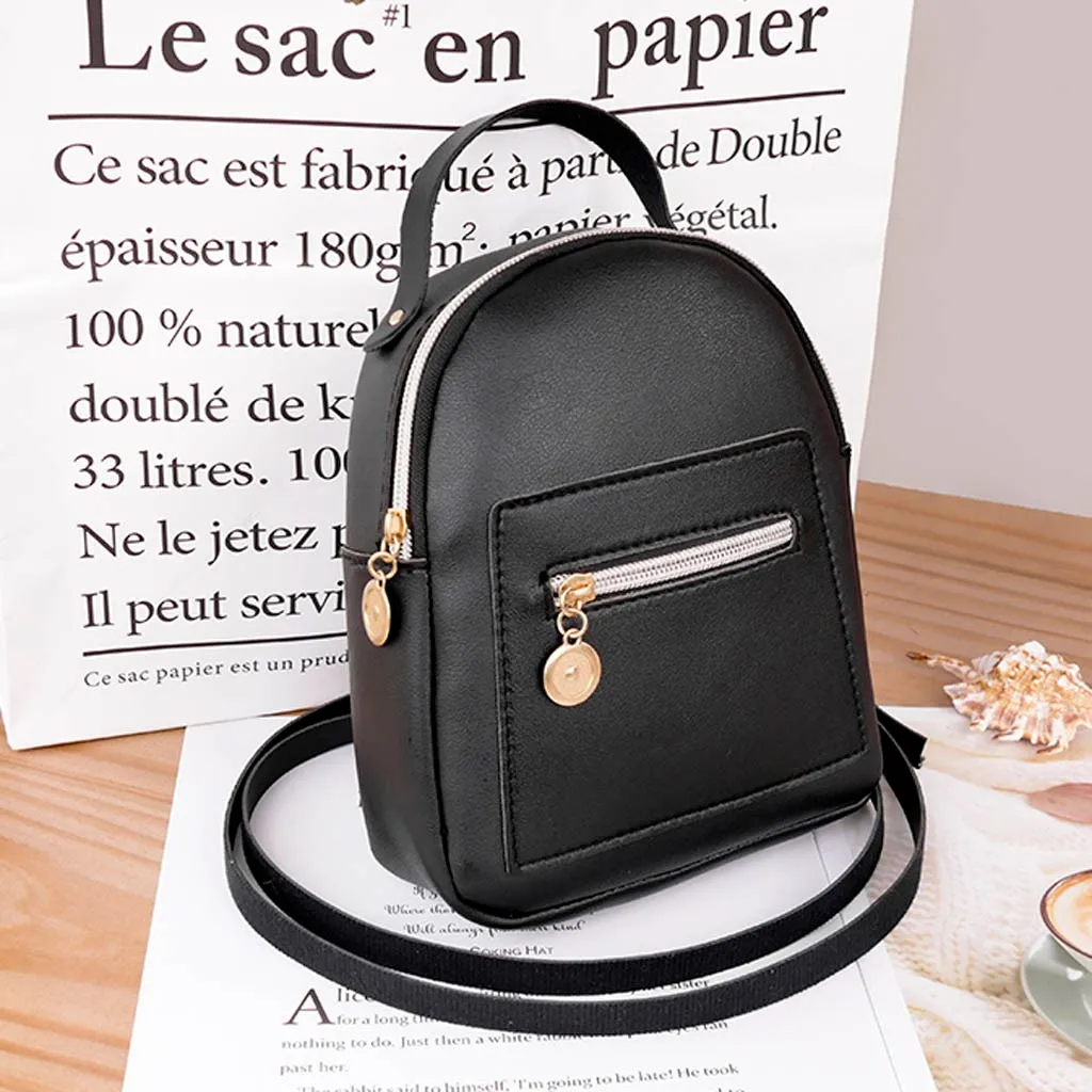 Transer small Backpack Women Pu Leather School Shoulder Bag Teenager Rucksack Student Bag travel backpack women Mochilas Mujer