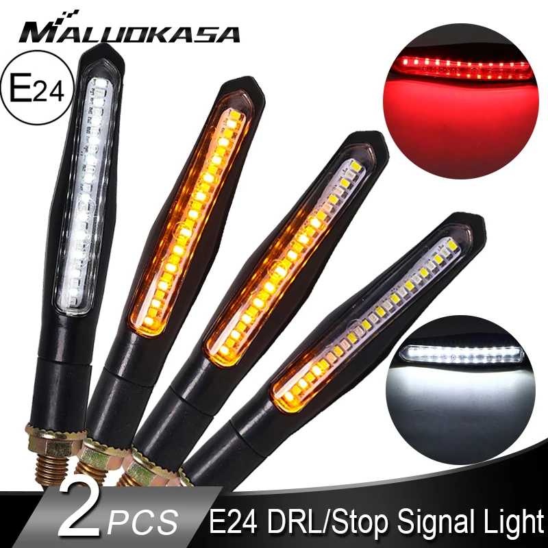 

2 шт. мотоцикл указатель поворота E24 Гибкая струящаяся вода мигалка лампа 24 SMD светодиодный индикатор поворота для Honda Suzuki Yamaha поворотники дл...