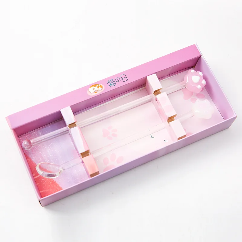 Стеклянные кофейные ложки с кошачьими лапками, 2 шт.