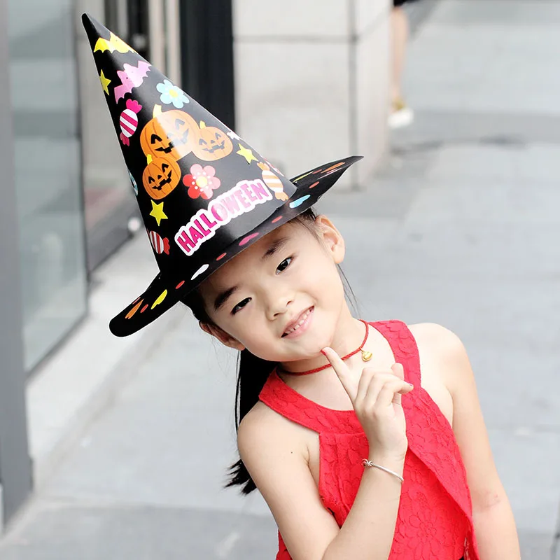 Хэллоуин DIY игрушка шляпа Детская бумажная ручной работы мультфильм изображение