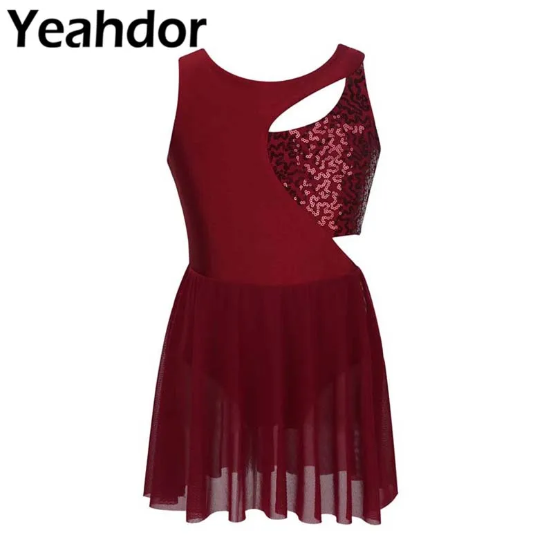 Летнее Детское асимметричное блестящее платье без рукавов для девочек Скейтер