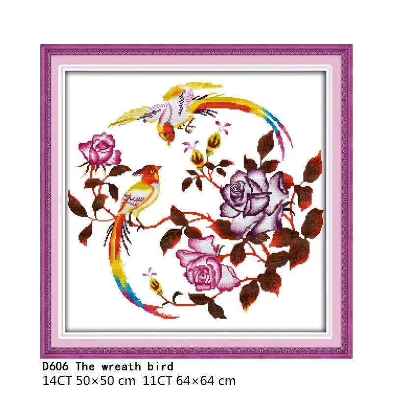 

Joy Sunday The Wreath Bird Embroidery Needlework Patterns 11CT 14CT Print Fabric Stamped Home Decor Set Counted Cross Stitch Kit