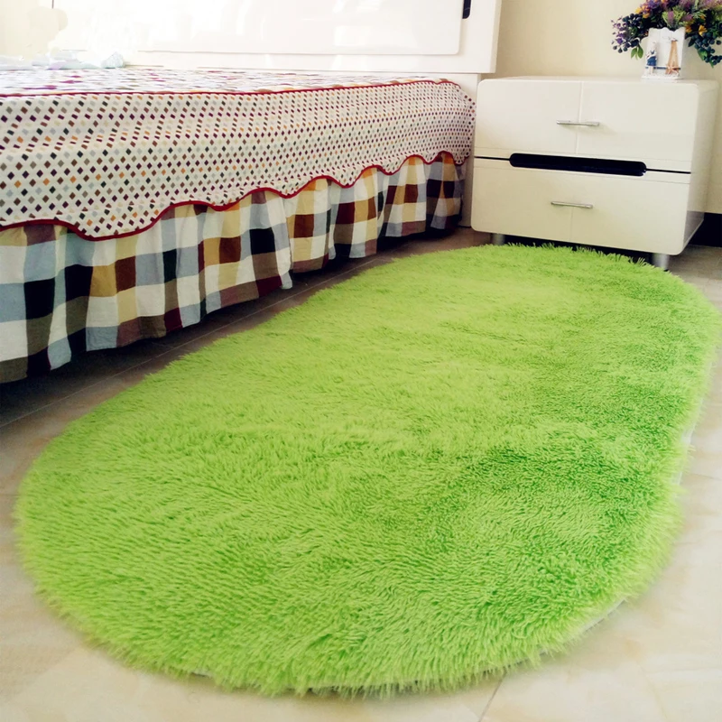 cute oval bedside mat home thickened hairy childrens room crawling living room bedroom full 0f coffee table tatami pink carpet free global shipping