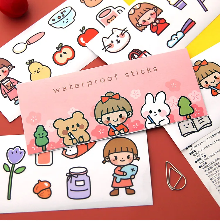 Мультяшный Кот медведь милая девушка ручная наклейка для скрапбукинга DIY