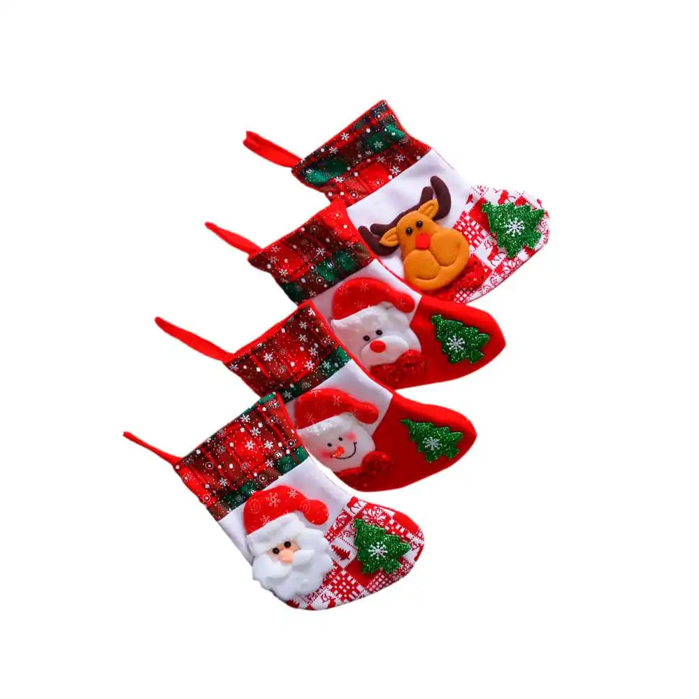 

4-piece Set (one for Each) Christmas Stocking Pendant Children's Candy Bag Gift Bag Holiday Decoration Accessories