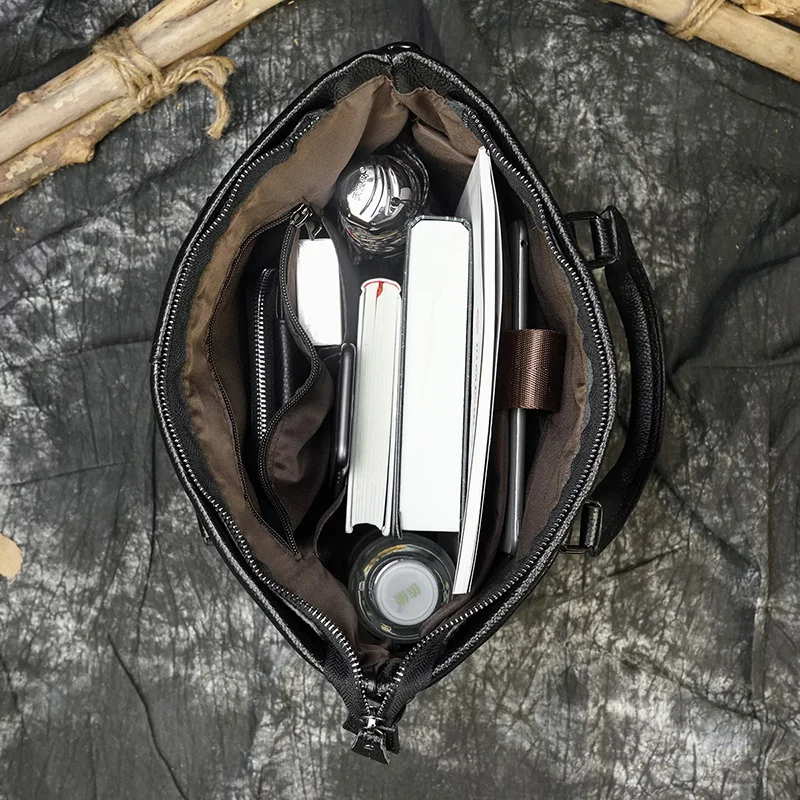 Мужская сумка тоут из натуральной кожи черная коровья кожа А4 деловая