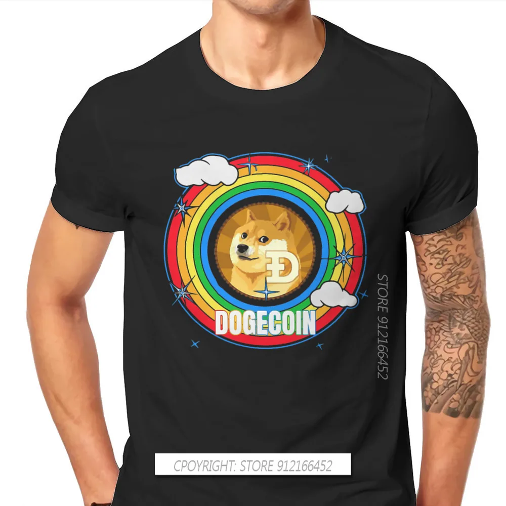 

DOGE Cryptocurrency Rainbow Hip Hop TShirt Dogecoin Cryptocurrency Miners Meme Tops Comfortable T Shirt Men Tees Gift Clothes
