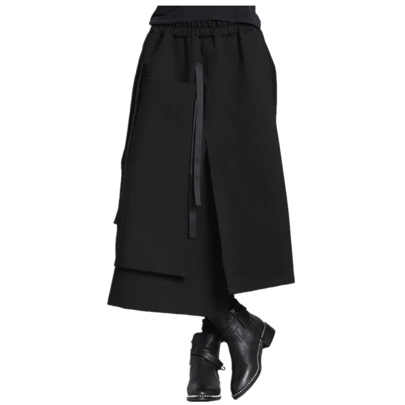 Европейские осенние женские прямые юбки с высокой талией однотонные свободные