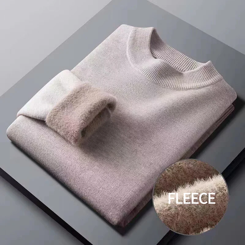 Мужской свитер с высоким воротом Черные классические флисовые повседневные