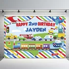 Виниловый фон для фотосъемки с изображением поезда, автомобиля, воздушных шаров