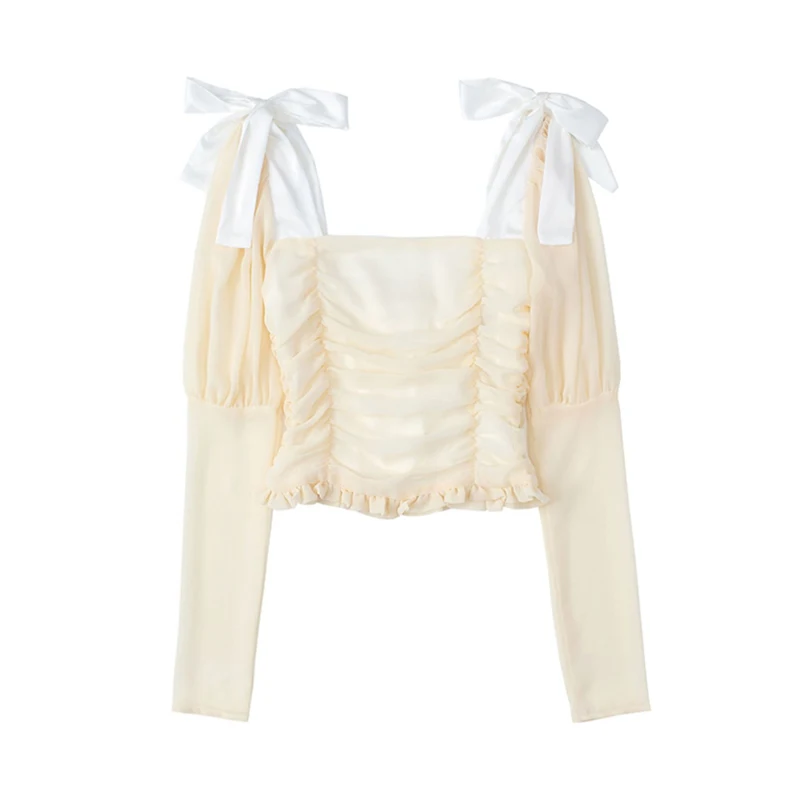 Женская однотонная блузка с длинным рукавом и V-образным вырезом | одежда