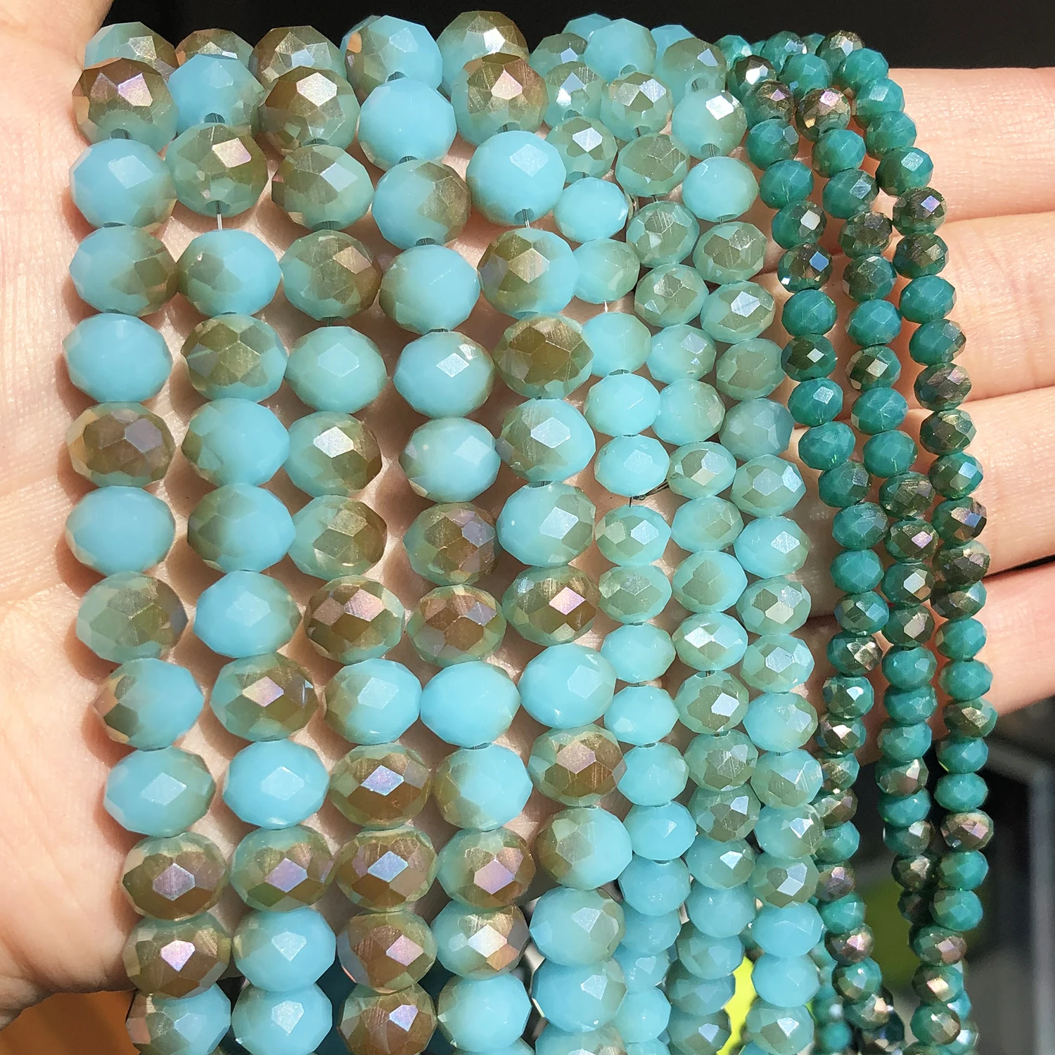 

Граненые светло-голубые бусины со стеклянным покрытием, распорка, нефритовые хрустальные бусины для изготовления ювелирных изделий, брасл...