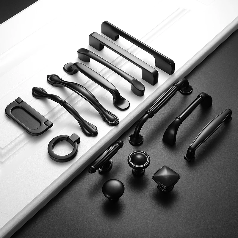 Черные алюминиевые ручки для шкафа американские мебели ручка чулана кухни