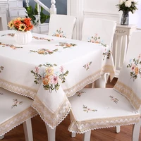 chinese embroidered tablecloth cloth art pastoral tablecloth cotton linen tablecloth small fresh and simple round table cloth
