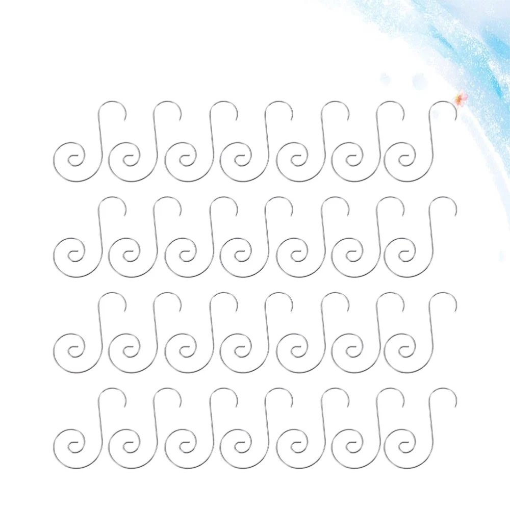 

100pcs Shape Ornament Hooks Stainless Steel Wall Hangers Accessory for Christmas Gift Hanging (Silver)