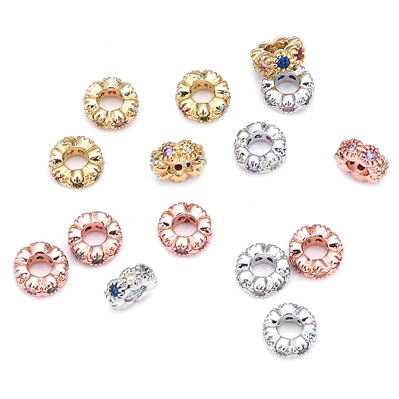 Atreus 5 шт./лот 6 мм Красочные Хрустальные мини бусины из циркона медные круглые с