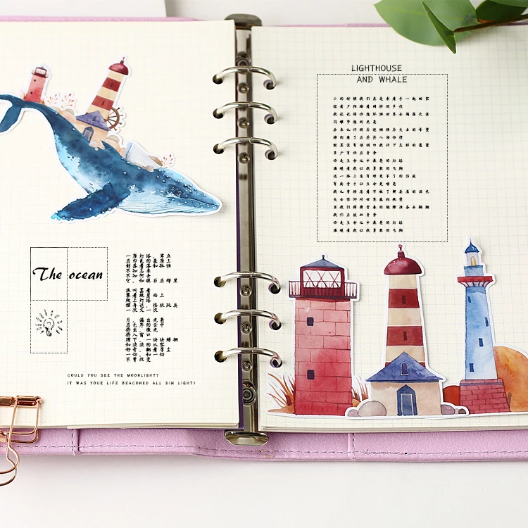 12 шт. КИТ и Маяк Стикеры s ремесла Скрапбукинг книга Студенческая этикетка