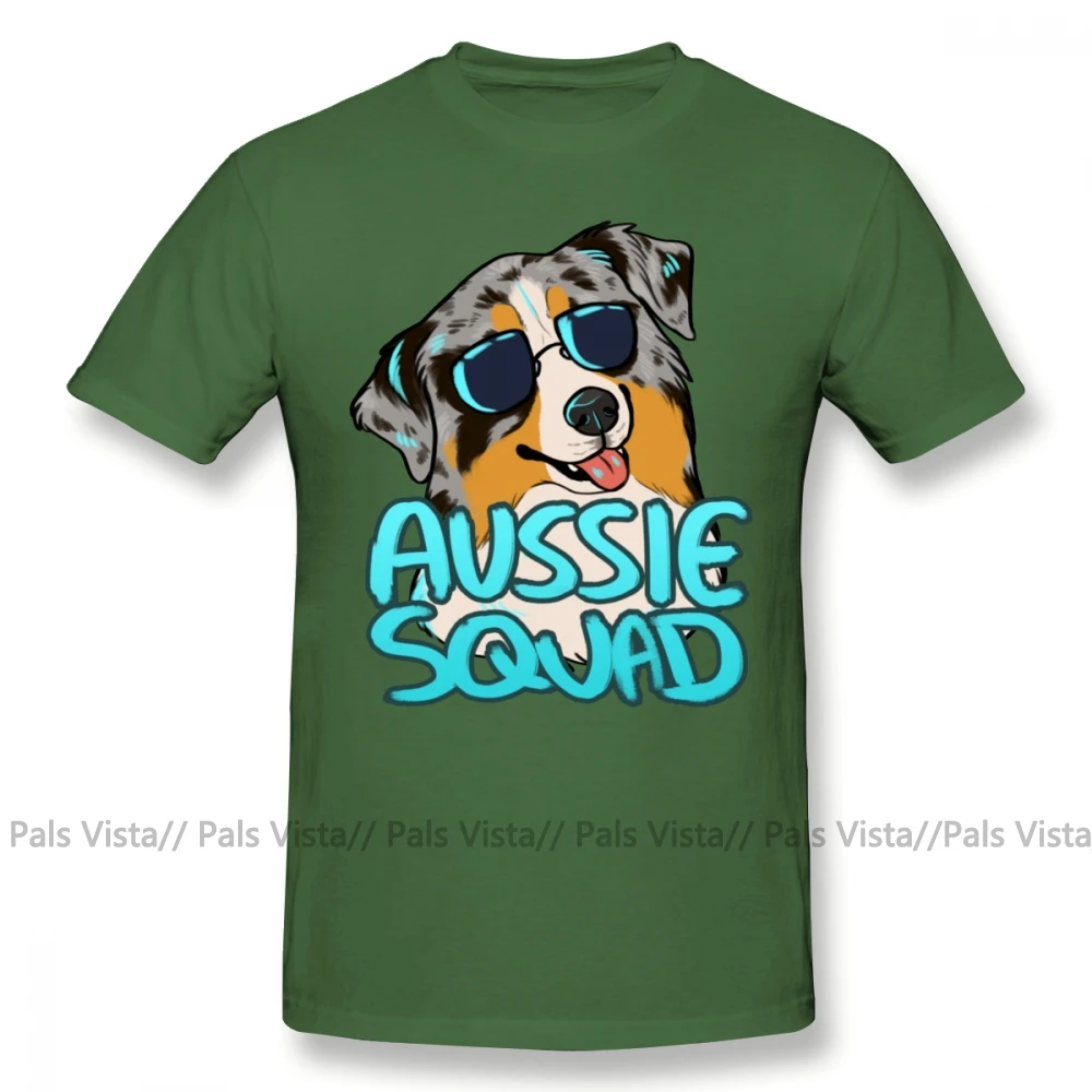 Футболка с австралийской овчаркой, AUSSIE SQUAD, Повседневная забавная футболка, Мужская футболка, плюс размер, с принтом, хлопковая футболка с коротким рукавом - Цвет: Армейский зеленый