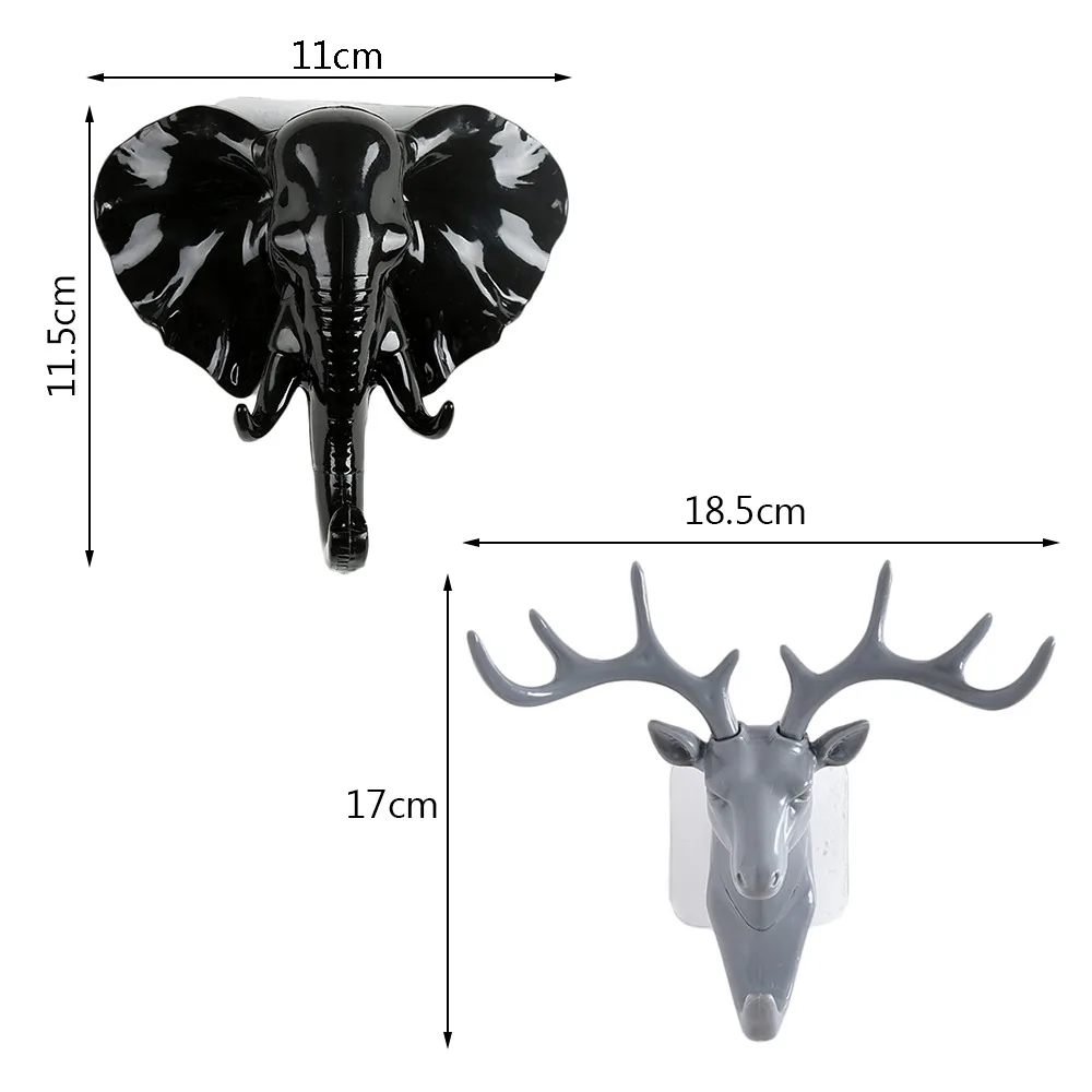 

Deer Elephant Head Antler Decor Hook Clothes Hat Scarf Key Rack Wall Hanging Creative Wall Personality Decoration Storage Hook