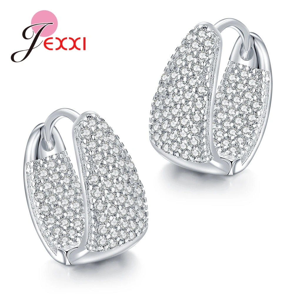 Нежные кольца золото Цвет 925 стерлингового серебра серьги для женщин хрустальные