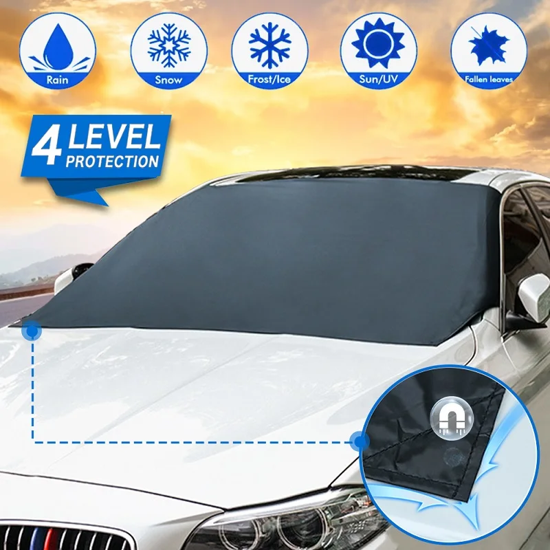 

Auto Magnetic Edges Car Snow Cover Frost Car Windshield Snow Cover Sun Shade Cover Waterproof Windshield Protector Fast Shipping