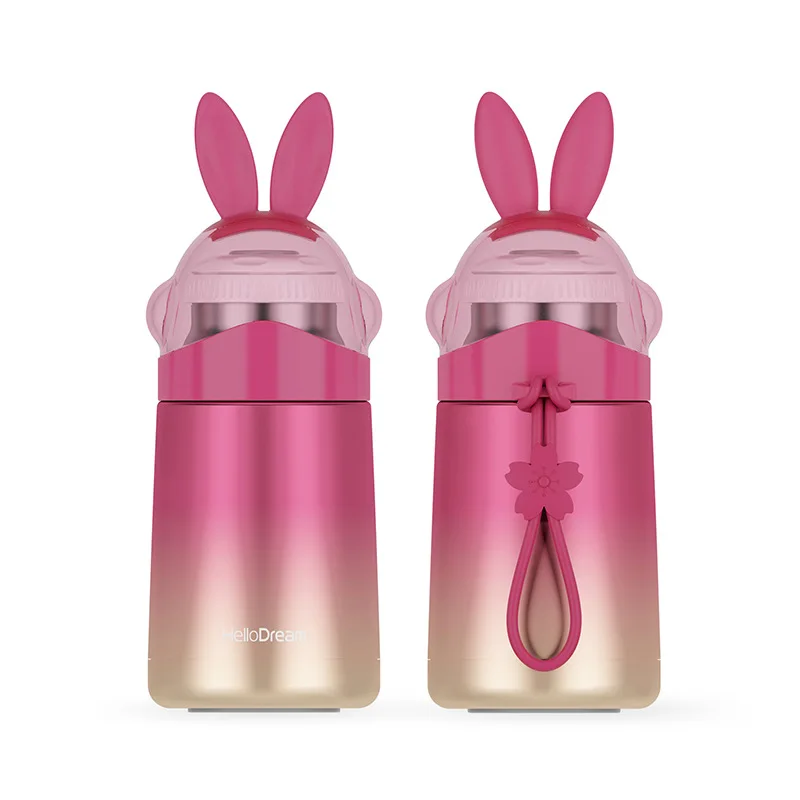 

Kawaii, бутылка для воды, цветной яркий кролик, вакуумная фляжка, модный градиентный цвет, портативная фотография, Подарочная чашка, экологичны...