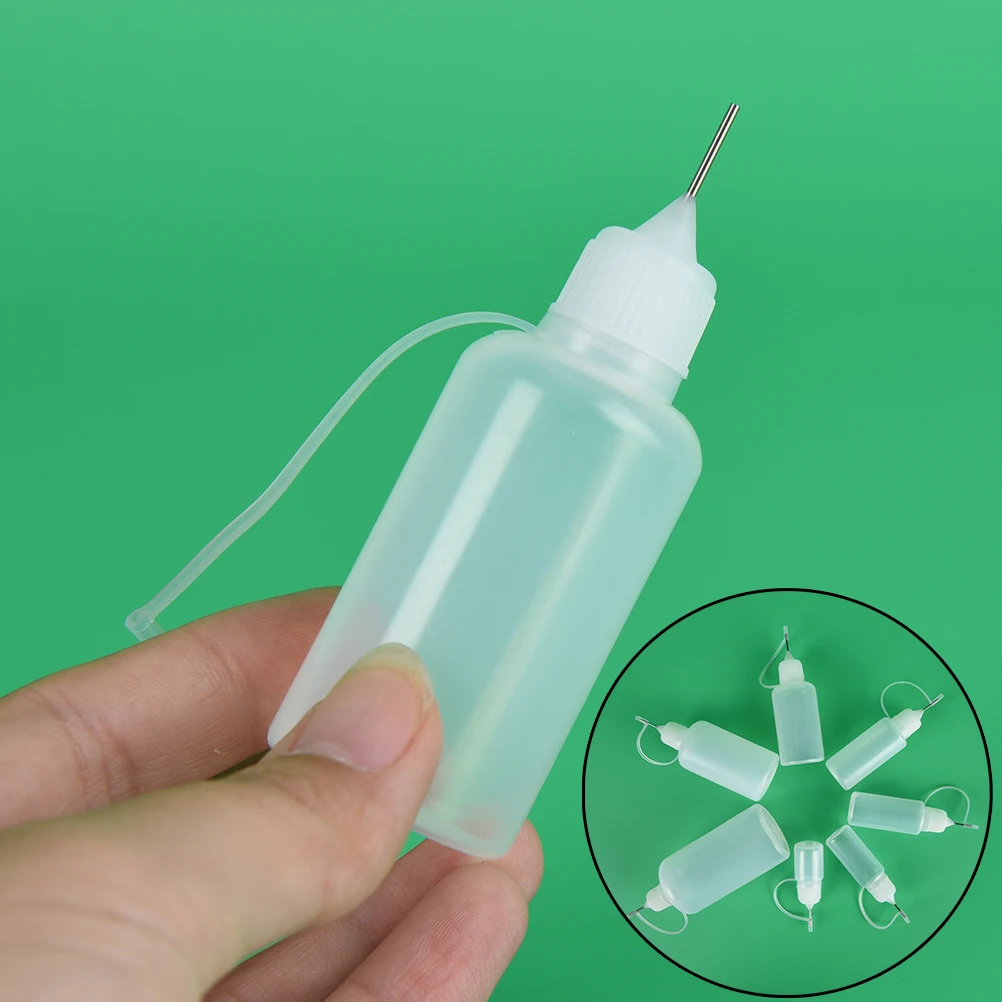 1pcs Empty Squeezable Bottle Needle Tip 50ml Needle Squeeze Empty Bottle Metal Needle Cap White Plastic Dropper Bottles