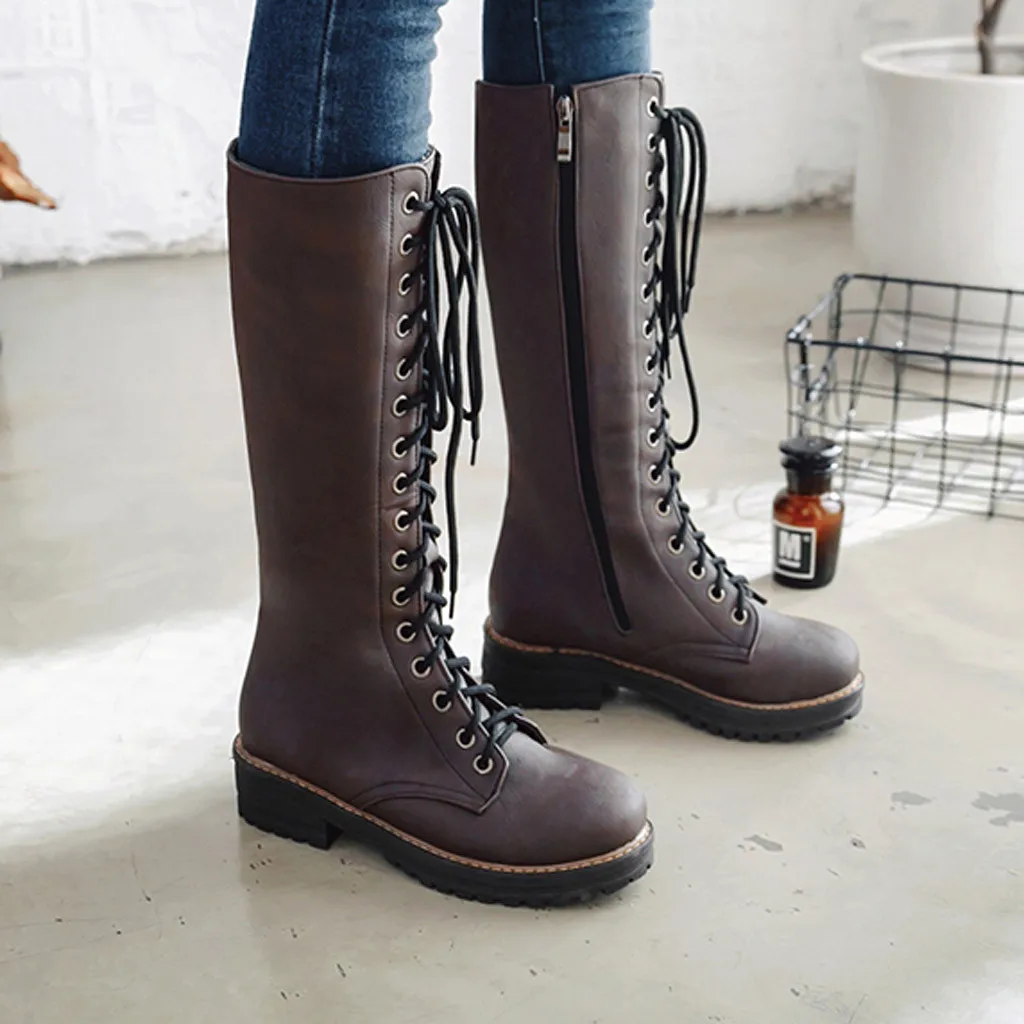 Женские кожаные сапоги до колена белые на квадратном каблуке большой размер