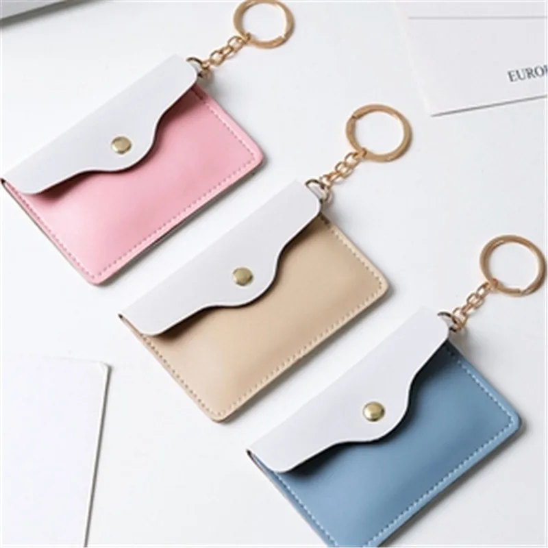 Портативный мини кошелек для карт женский модный универсальный монет брелок