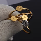 Кольцо женское из нержавеющей стали, с буквами, с инициалами сердца и звезды, Золотое кольцо для пары