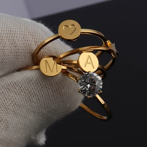 Кольцо женское из нержавеющей стали, с буквами, с инициалами сердца и звезды, Золотое кольцо для пары