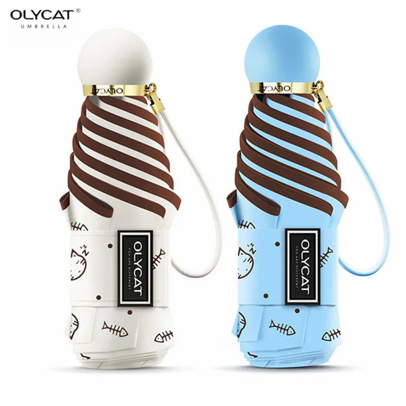 OLYCAT мини-зонт в 5 раз, Солнцезащитный зонт, Карманный Зонт для женщин, Зонт от дождя, ультра-светильник, Прекрасный Кошачий зонтик, защита от ультрафиолета, Paraguas