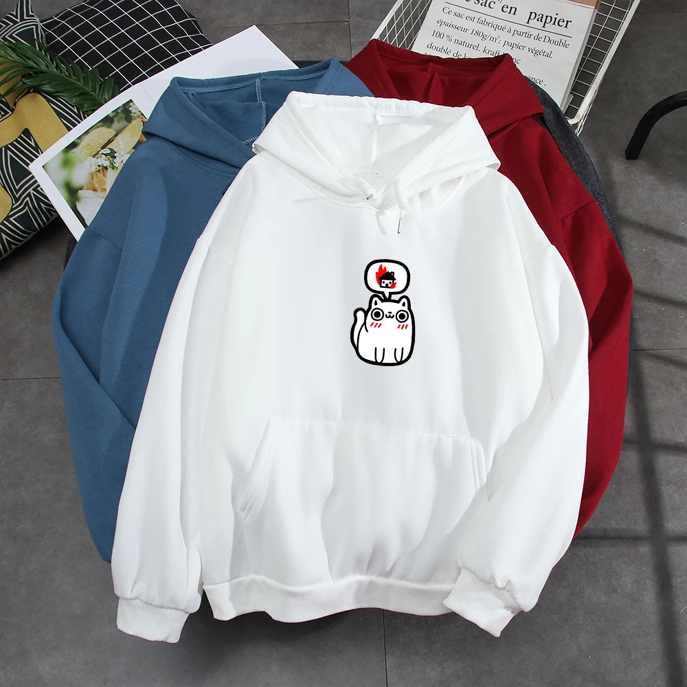 Pullover Oversize Hoodies Women Cotton Loose Fit Hoodie Egirl Aesthetic Clothes Kawaii Sweetshirts Tops Cat Sweatshirt for Women