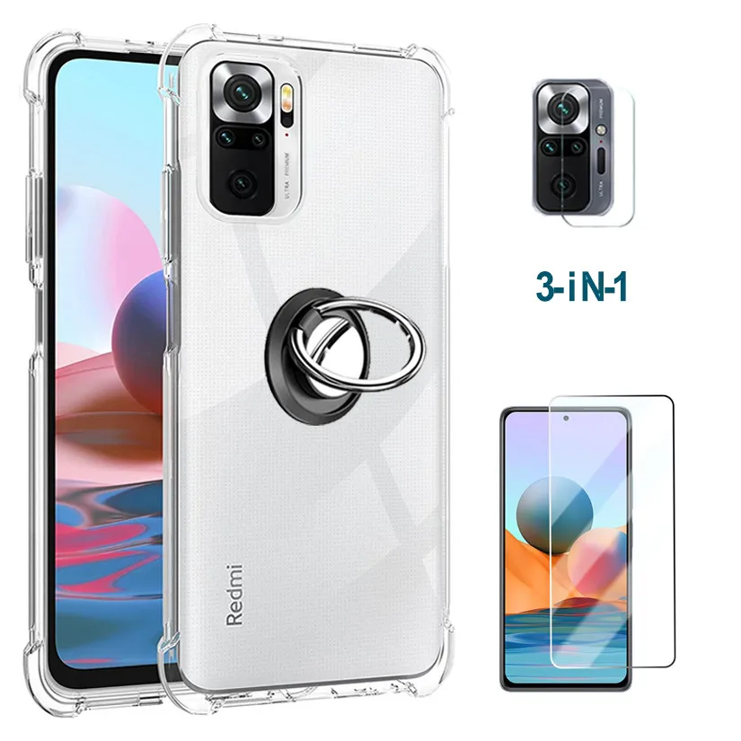 

Ring Holder Cases Redmi Note 10Pro Case & Original Protective High Hardness Glass,Silicone Cover Redmi Note10 Pro Note 10 S Phone Case For Xiaomi Redmi Note 10 Pro Redmi 10 Prime