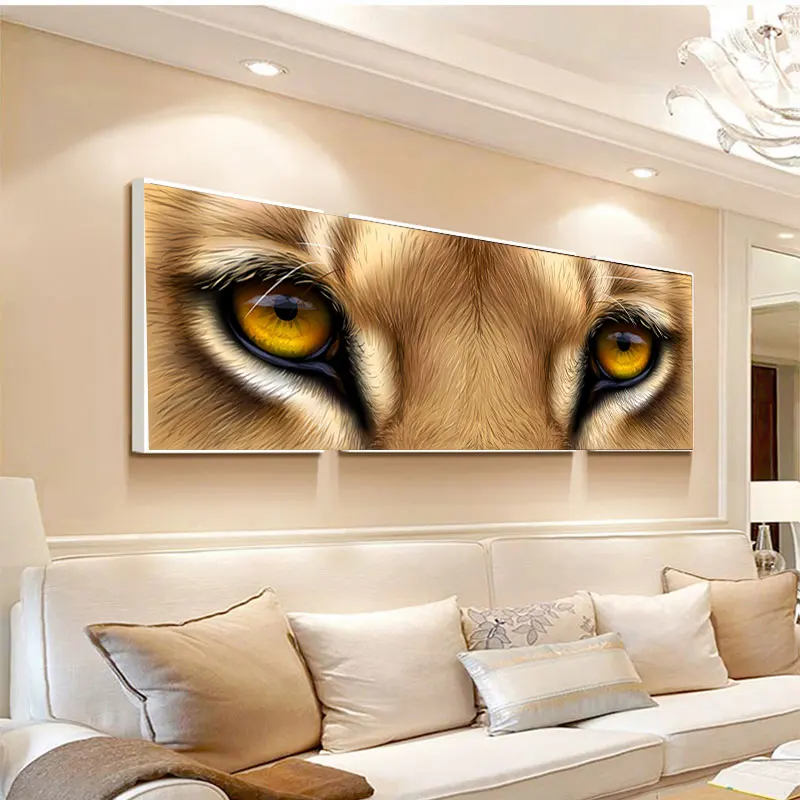 

Large Size Animals Pictures Lion and Tigers Canvas Painting Wall Art Oil Painting Posters and Prints in livingroom Home Decor