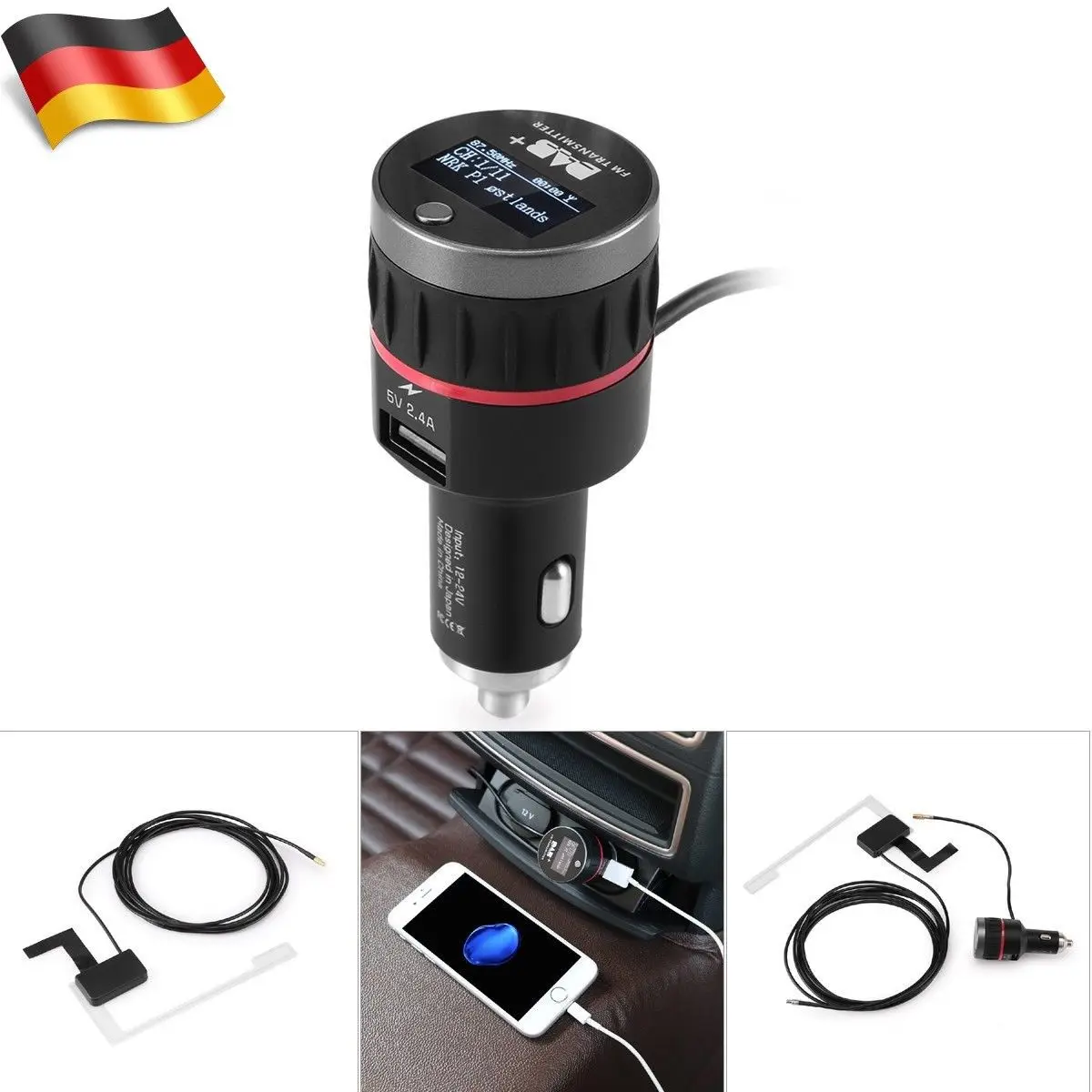 Цифровой DAB радиоприемник + с FM передатчиком функция прикуривателя интерфейс