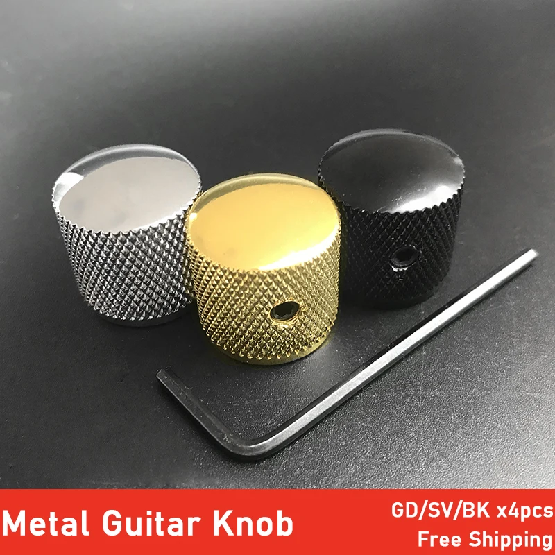 4 stücke metall dome tone tunning knopf mit hexagon schrauben lock volumen control tasten für elektrische gitarre bass schwarzchromgold fr