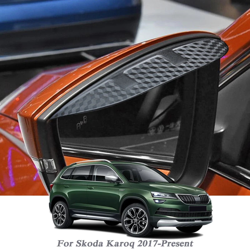 

2pcs Car Rearview Mirror Rain Eyebrow Auto Shield Snow Guard Sun Side Visor Shade Protector For Skoda Karoq 2017-Present Sticker