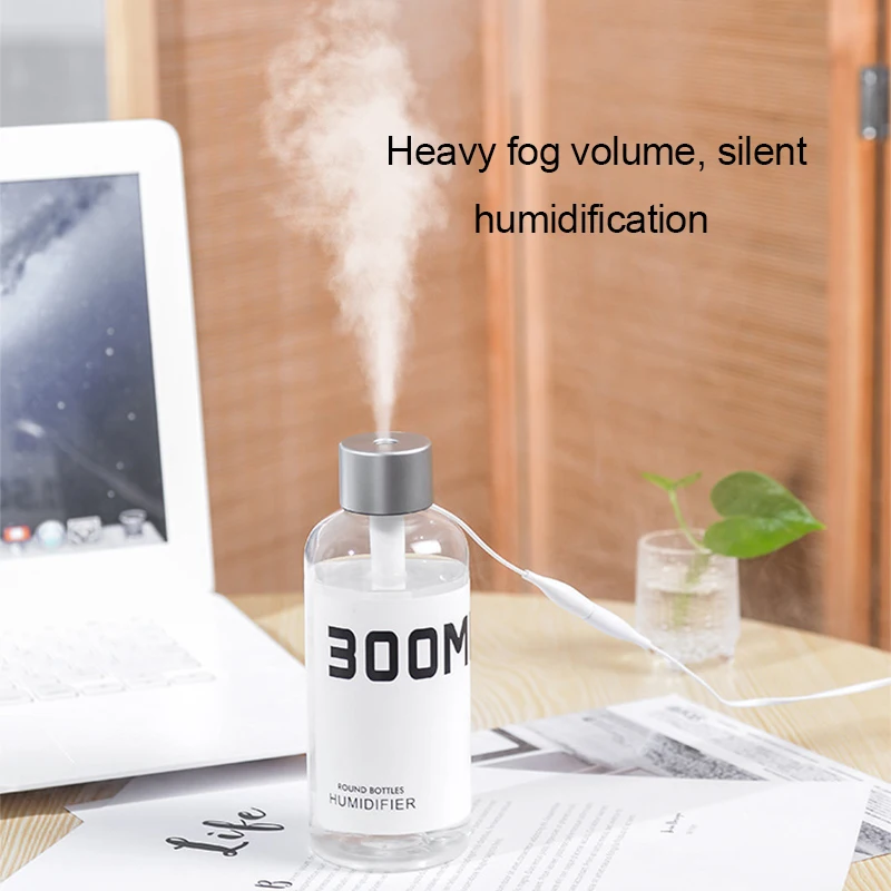 

300ML Mini Bottle Humidifier USB Ultrasonic Spray Aroma Essential Oil Diffuser LED Night Light Home Office Mute Car Air Purifier