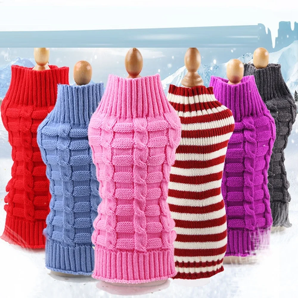 

Knitted Pet Dog Clothes Winter Warm Dog Coat Jacket for Small Dogs Chihuahua French Bulldog Sweater Costume Pets Pug Clothing